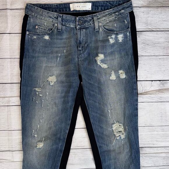 IRO Women's Denim Rayley Jeans Distressed Front / Black Stretch Back Size 27 - Picture 4 of 10